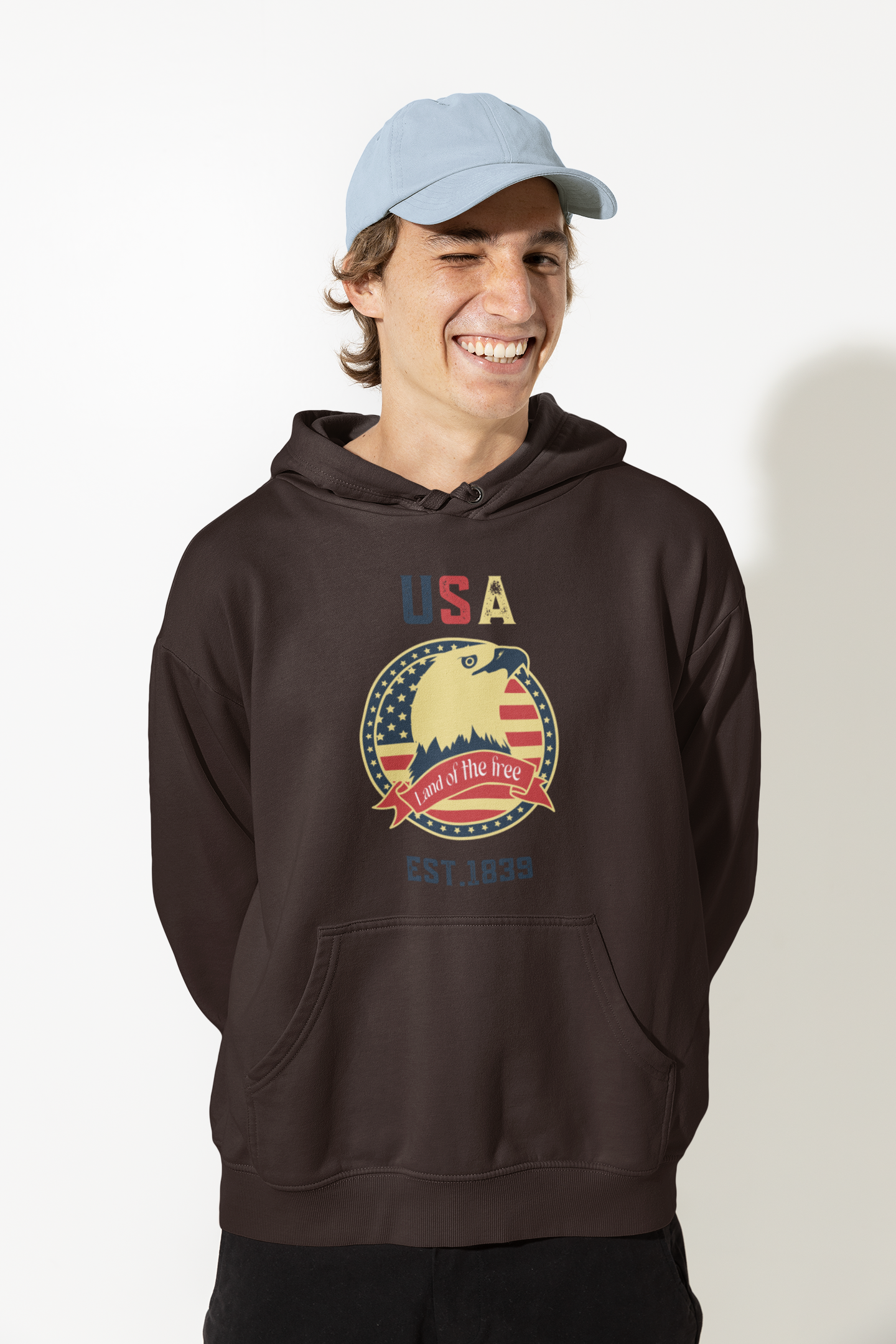 USA Land of the free | Retro Theme | Premium Unisex Winter Hoodie