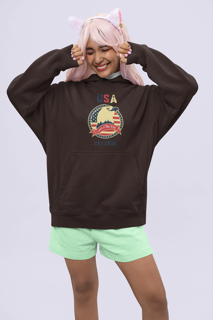USA Land of the free | Retro Theme | Premium Unisex Winter Hoodie