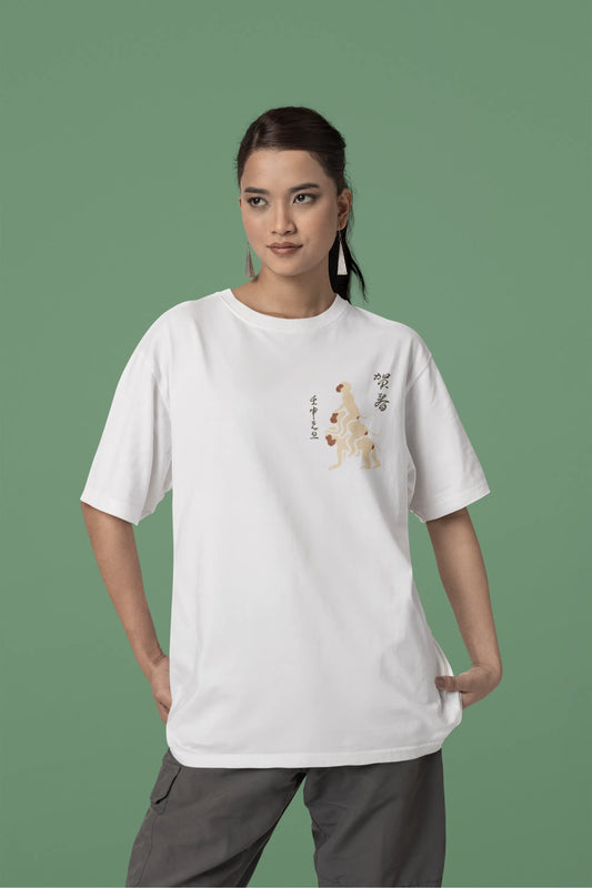 Three Monkey | Wildlife | Dropped  Sleeve Unisex T-Shirt