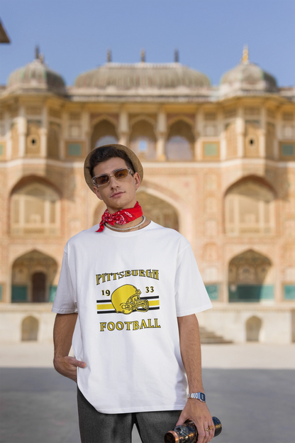 Pittsburgh Football  | Retro Theme | Dropped Sleeve Unisex Tee