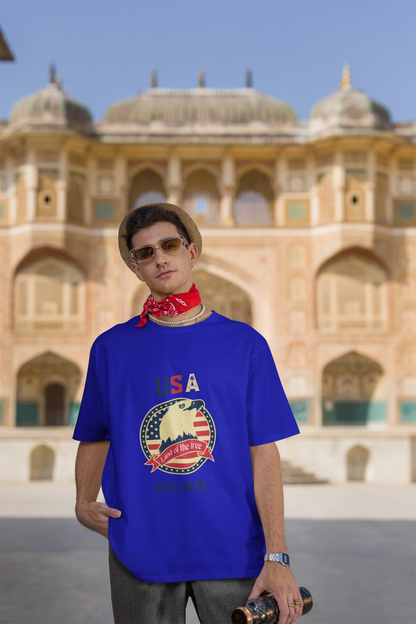 USA land of  the free | Retro Theme | Dropped Sleeve Unisex Tee