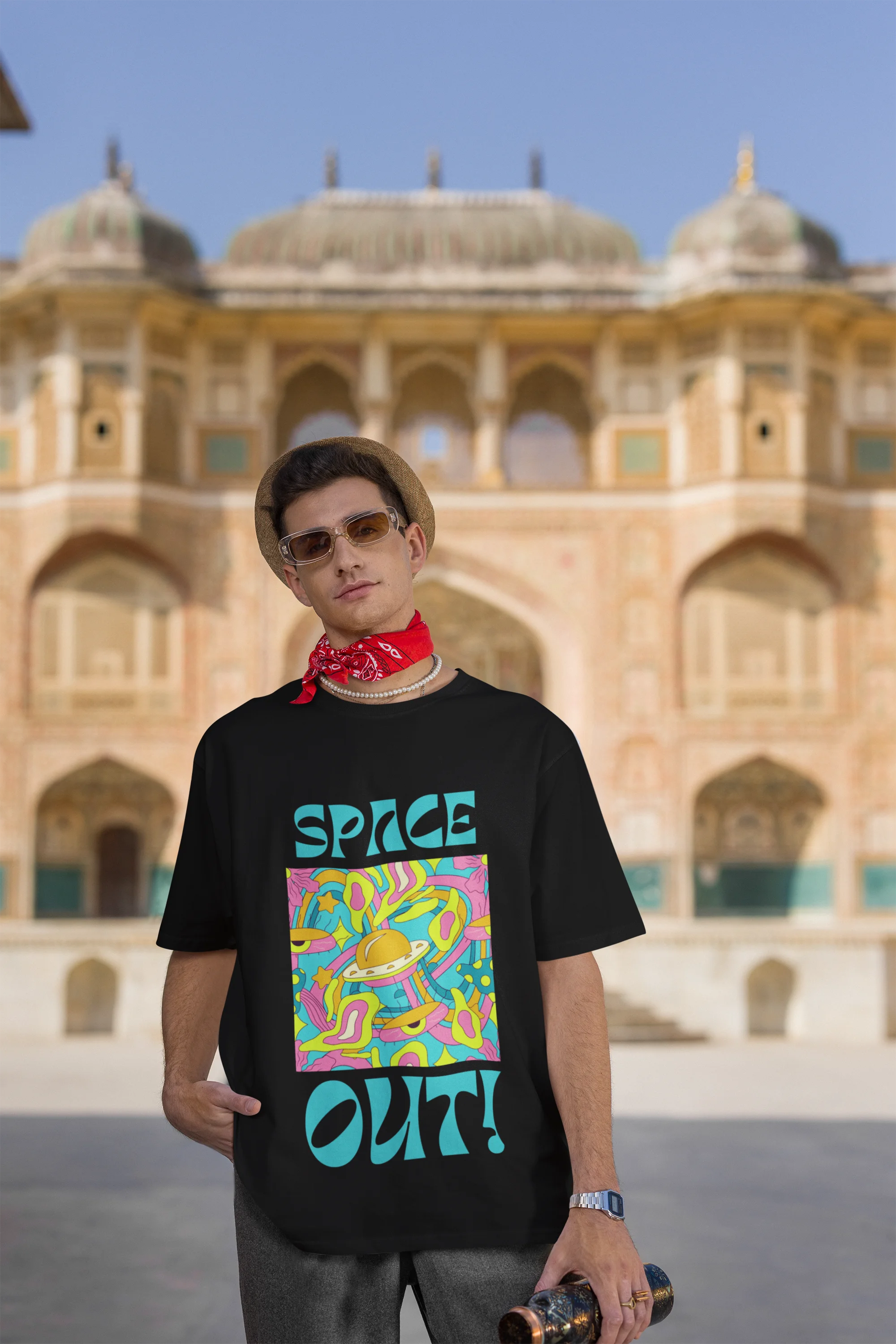Out of Space | Space Vogue | Premium Oversized Half Sleeve Unisex T-Shirt