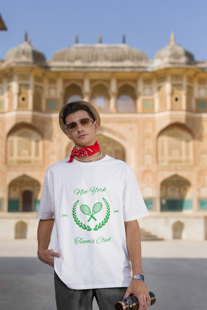 New York Tennis Club | Retro Theme | Dropped Sleeve Unisex Tee