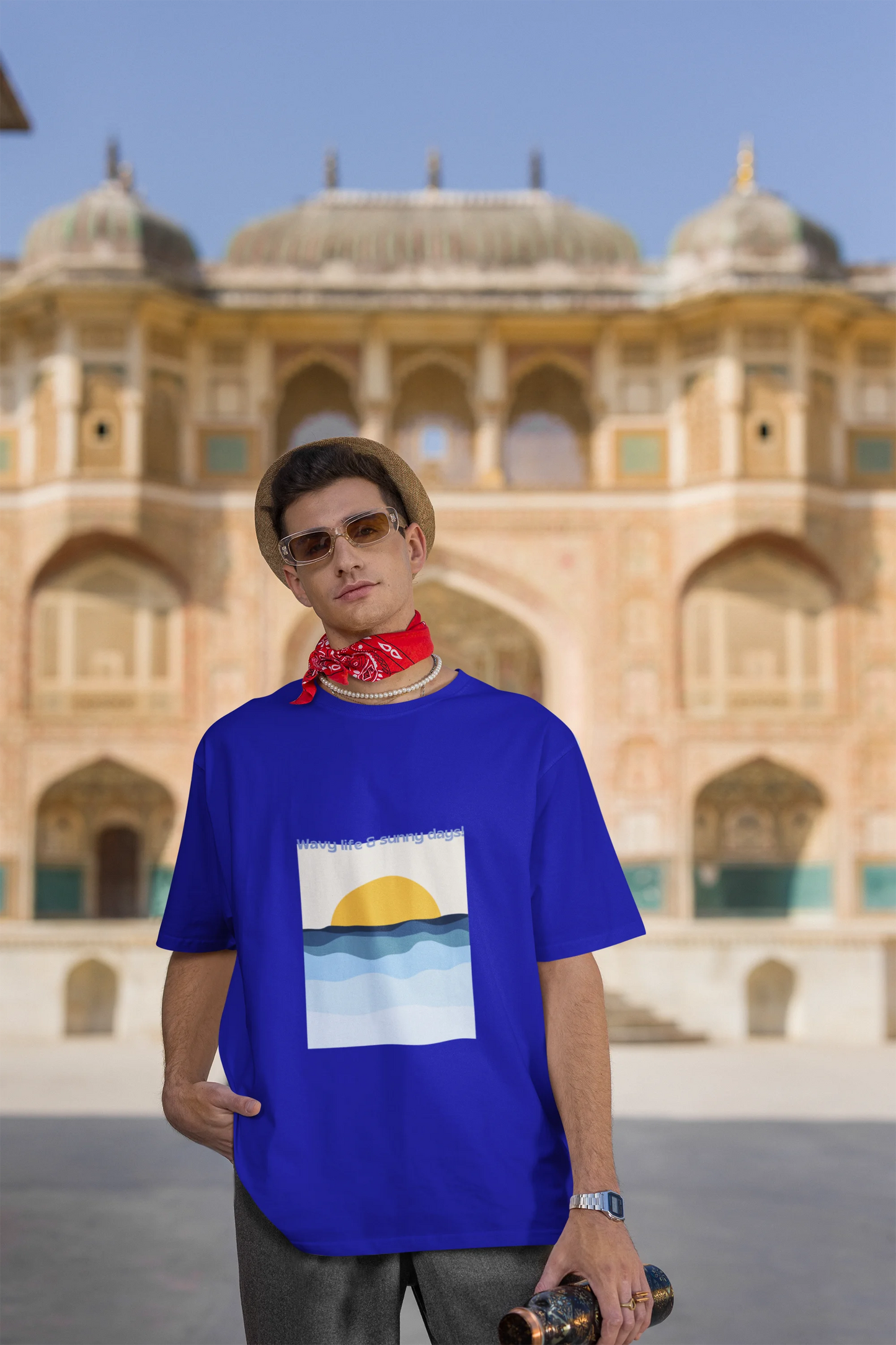 Wavy life and sunny days | Retro Theme | Dropped Sleeve Unisex Tee