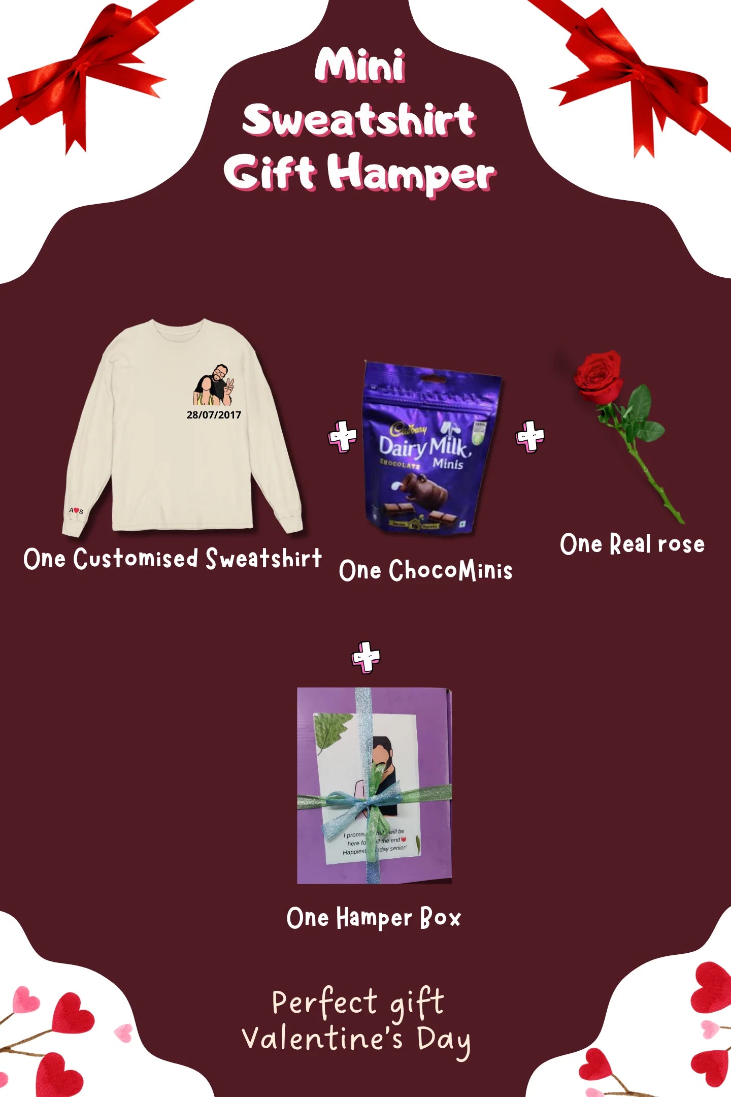 Sweatshirt Mini Gift Hamper | Custom Photo to Illustration / Ghibli-Art | Valentine’s Gift for the One You Love