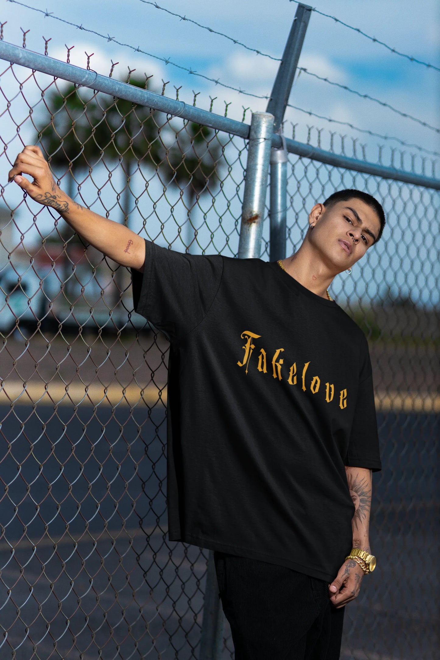 Fake Love | Brutalism | Dropped Sleeve Unisex T-Shirt
