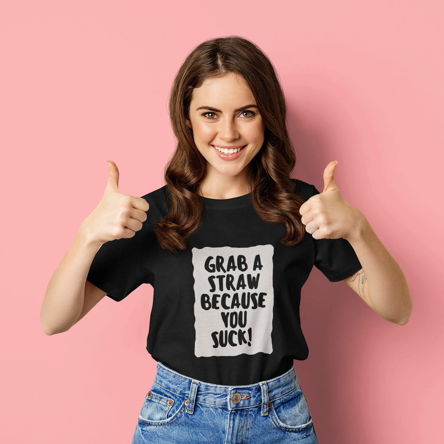Grab a straw because you suck | Premium Half Sleeve Unisex T-Shirt