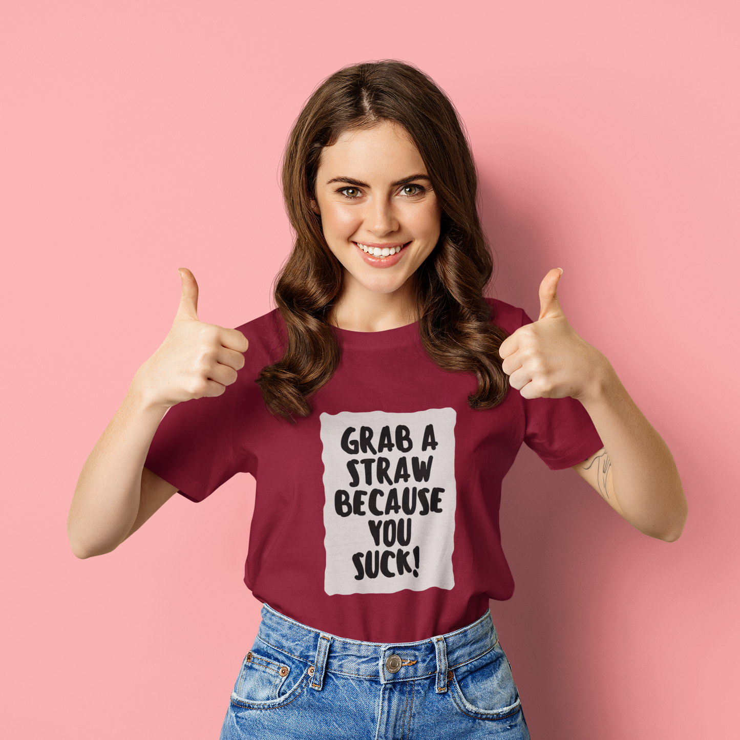 Grab a straw because you suck | Premium Half Sleeve Unisex T-Shirt
