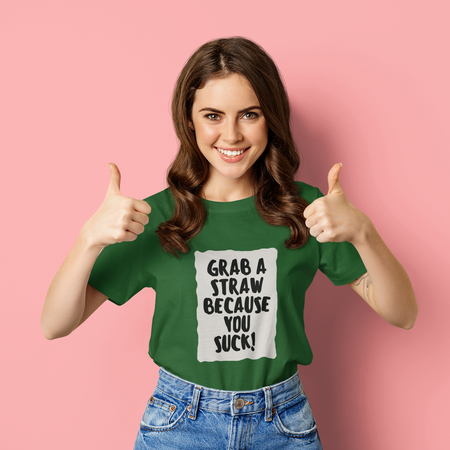 Grab a straw because you suck | Premium Half Sleeve Unisex T-Shirt