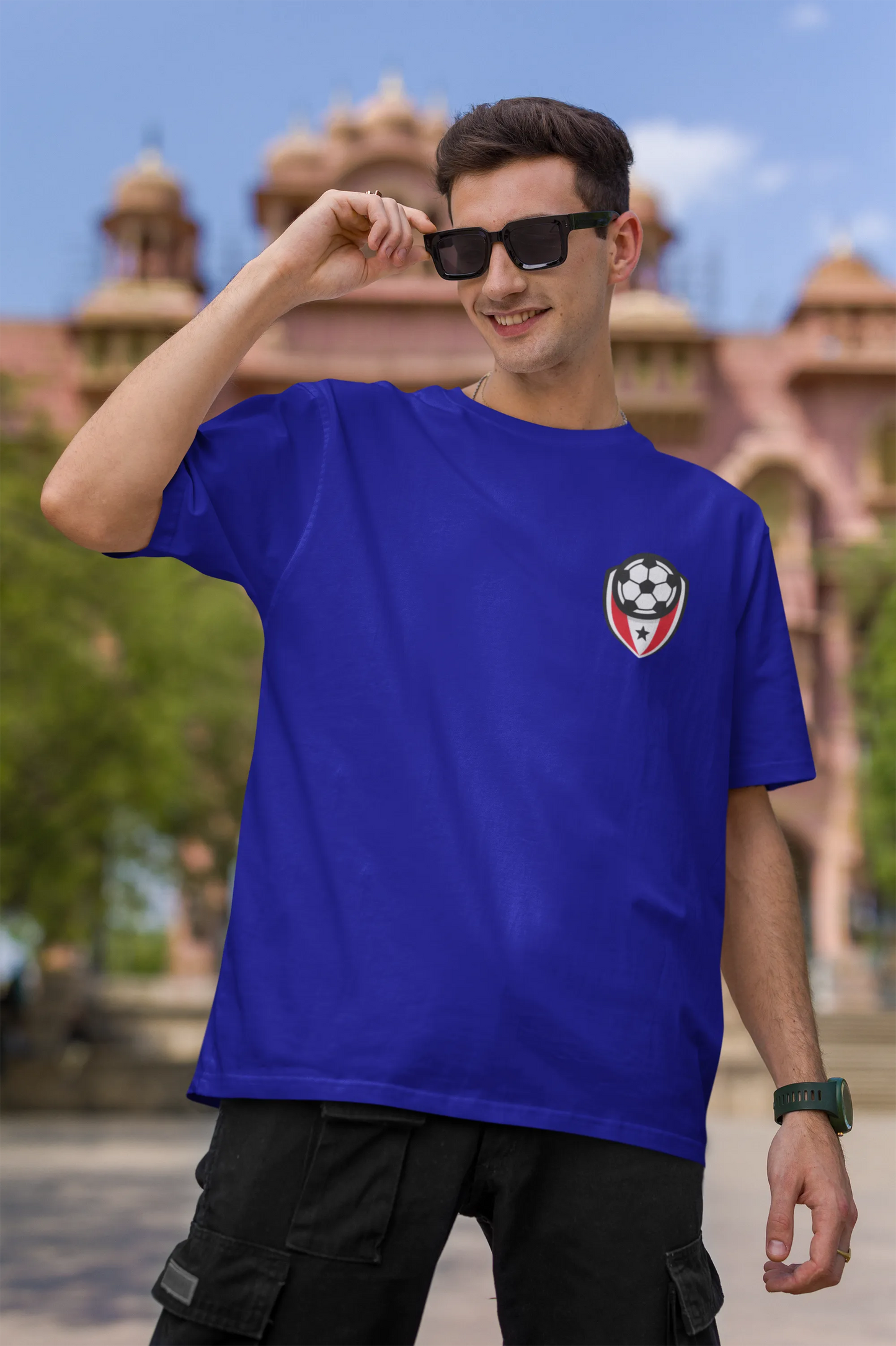 Football Badge | Minimalist | Dropped Sleeve Unisex Tee