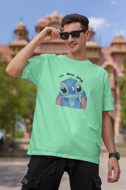 We love stitch | Disney | Dropped Sleeve Unisex Tee