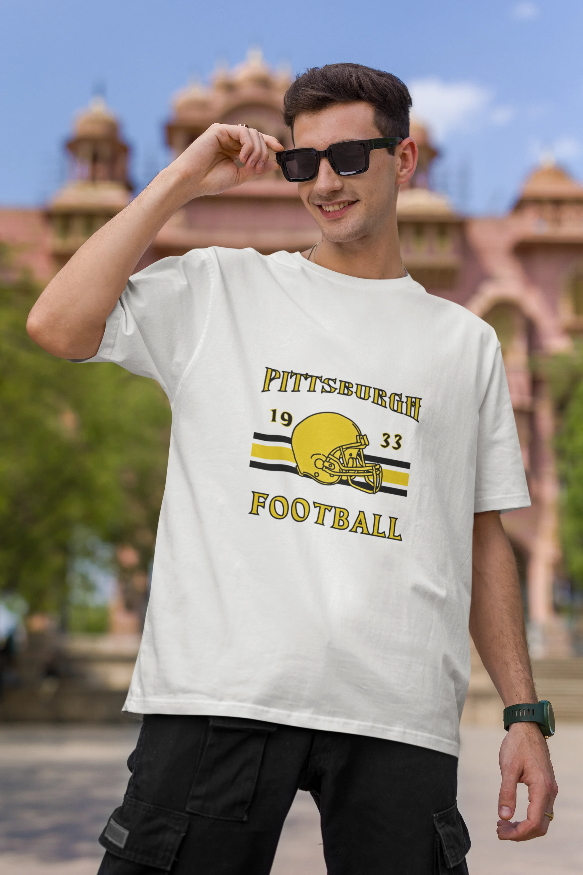 Pittsburgh Football  | Retro Theme | Premium Oversized Half Sleeve Unisex T-Shirt