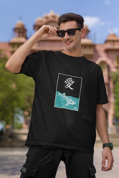 Love Waves | Minimalist | Dropped Sleeve Unisex Tee