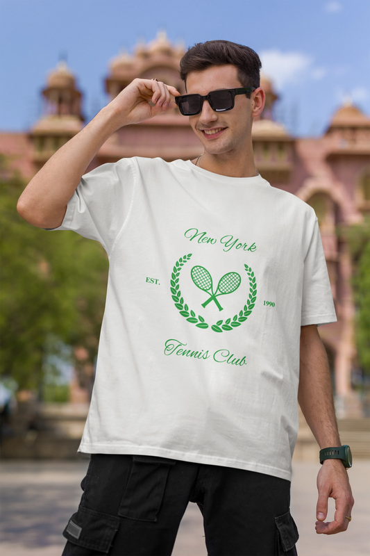 New York Tennis Club | Retro Theme | Dropped Sleeve Unisex Tee
