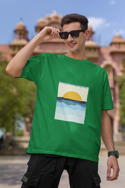 Wavy life and sunny days | Retro Theme | Dropped Sleeve Unisex Tee
