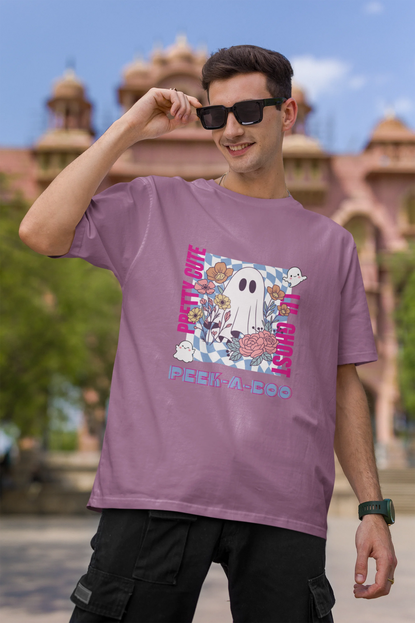 Pretty Cute Little Ghost | Typography | Dropped Sleeve Unisex Tee