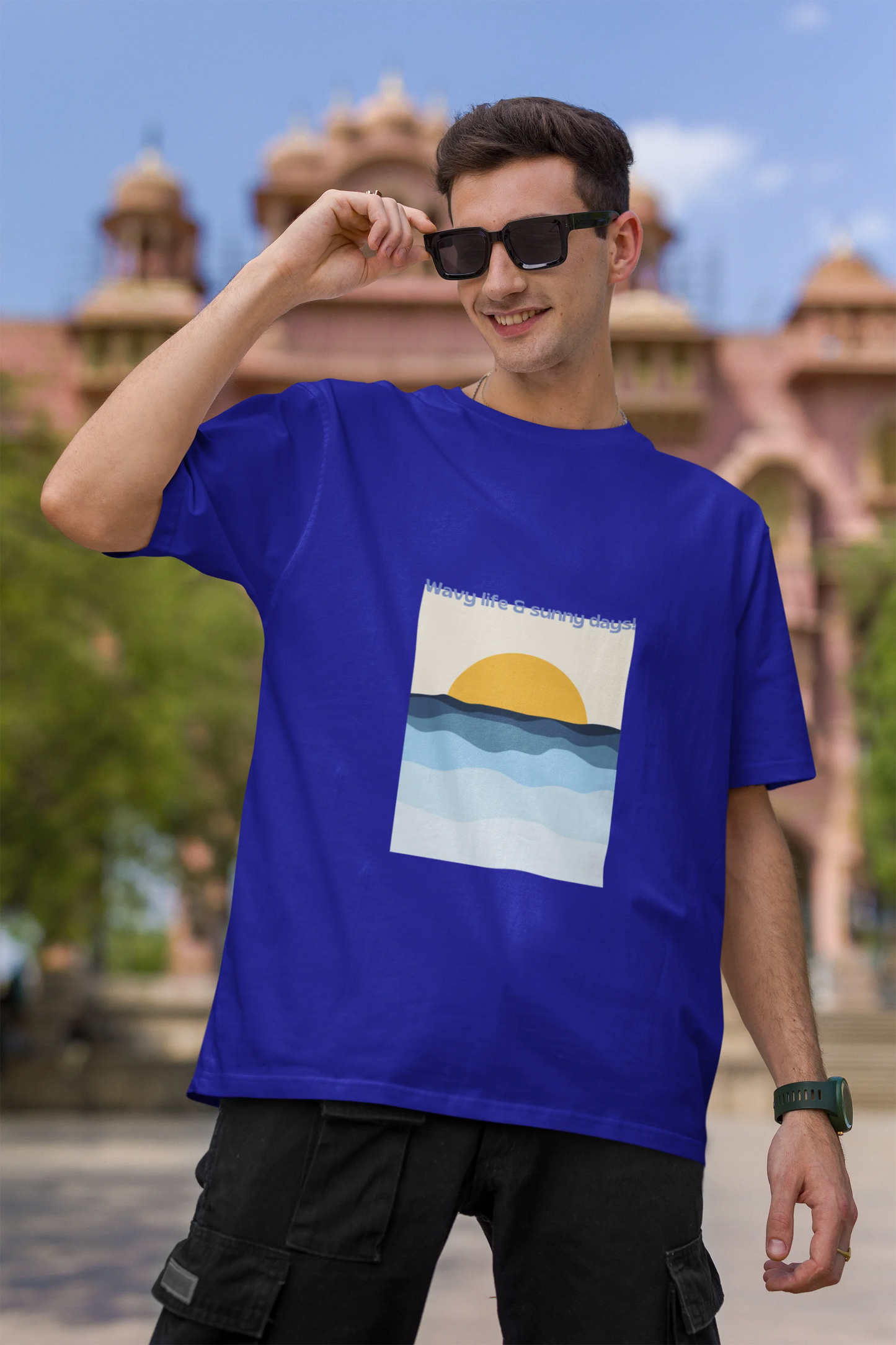 Wavy life and sunny days | Retro Theme | Dropped Sleeve Unisex Tee