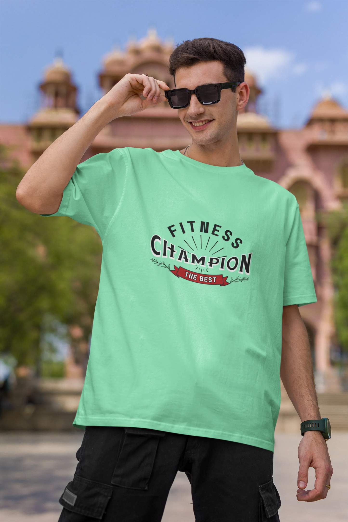 Fitness Champion | Retro Theme | Dropped Sleeve Unisex Tee