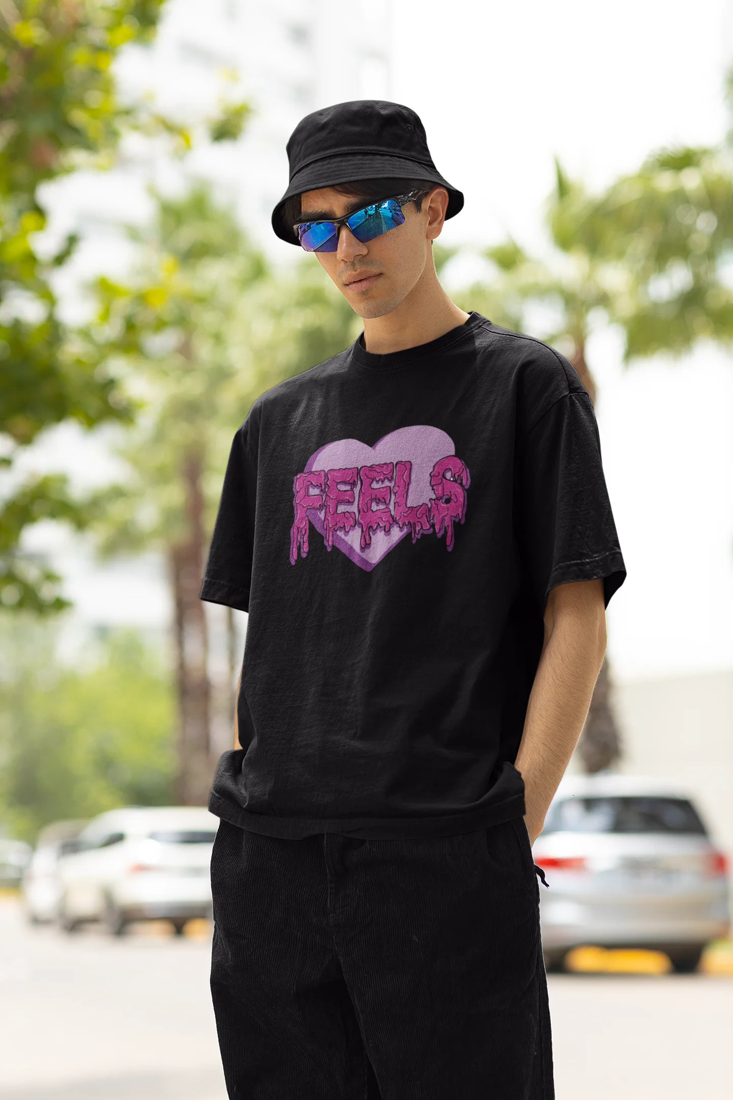 Feels | Typography | Dropped Sleeve Unisex Tee