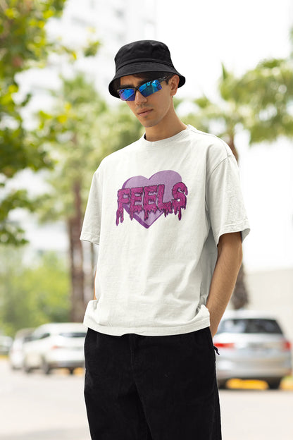 Feels | Typography | Dropped Sleeve Unisex Tee