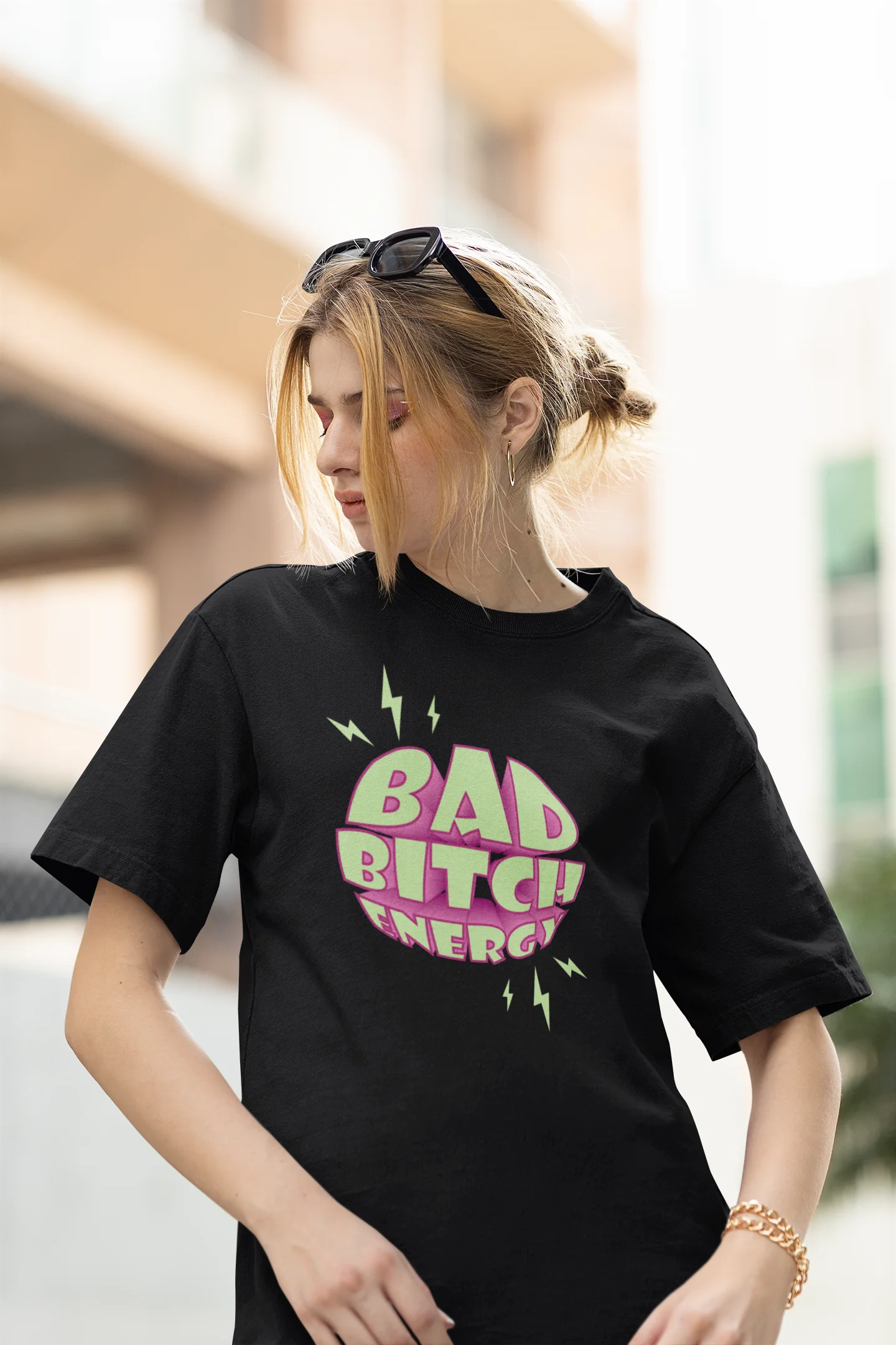 Bad Bitch Energy | Womaniya | Premium Oversized Half Sleeve Unisex T-Shirt