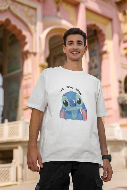We love stitch | Disney | Dropped Sleeve Unisex Tee