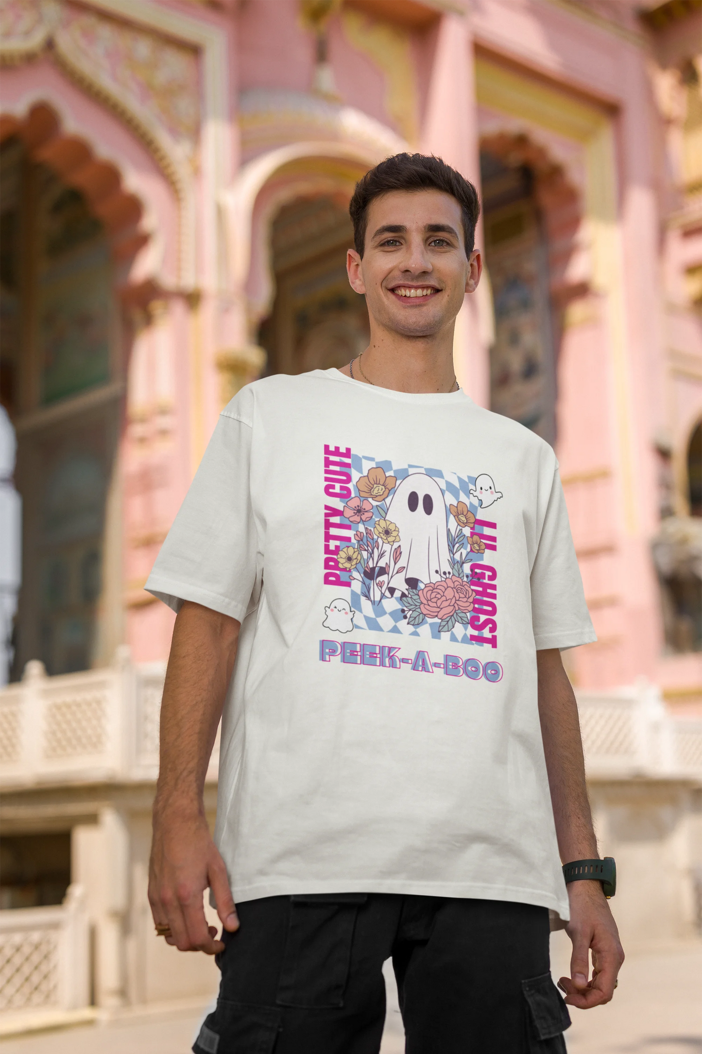 Pretty Cute Little Ghost | Typography | Dropped Sleeve Unisex Tee