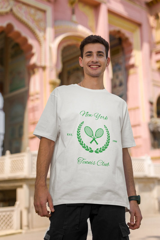New York Tennis Club | Retro Theme | Dropped Sleeve Unisex Tee