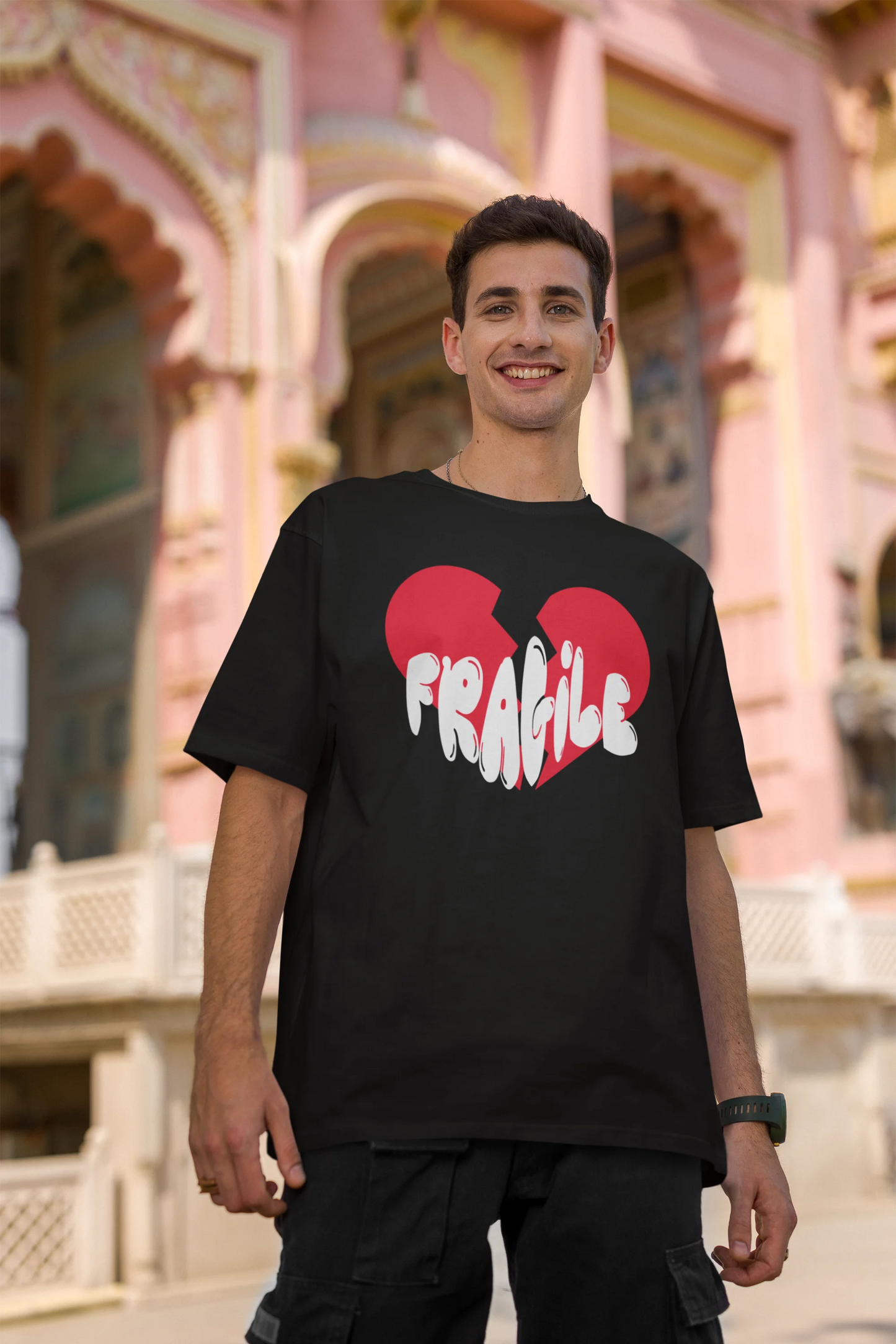 Fragile | Typography | Dropped Sleeve Unisex Tee