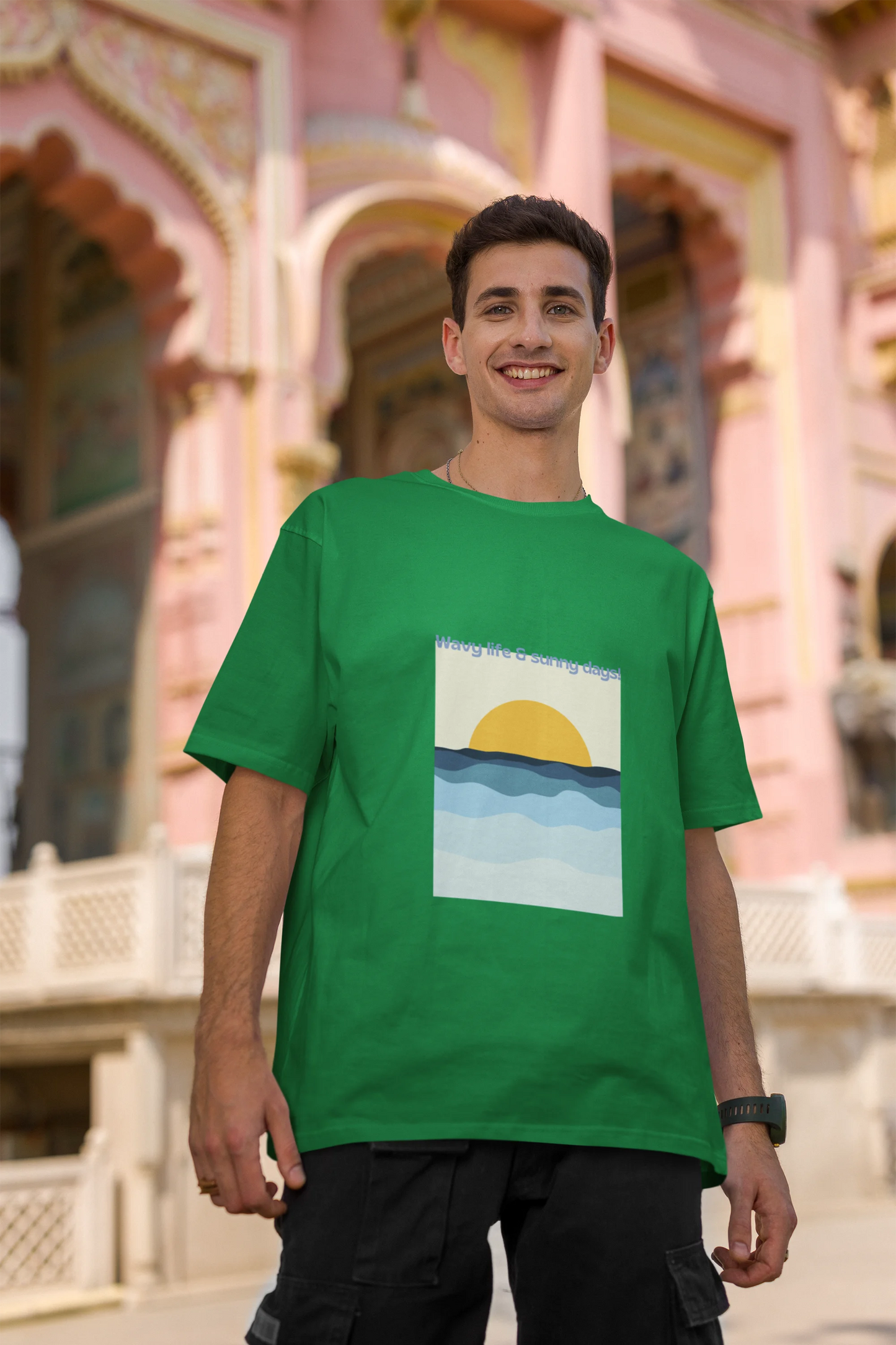 Wavy life and sunny days | Retro Theme | Dropped Sleeve Unisex Tee