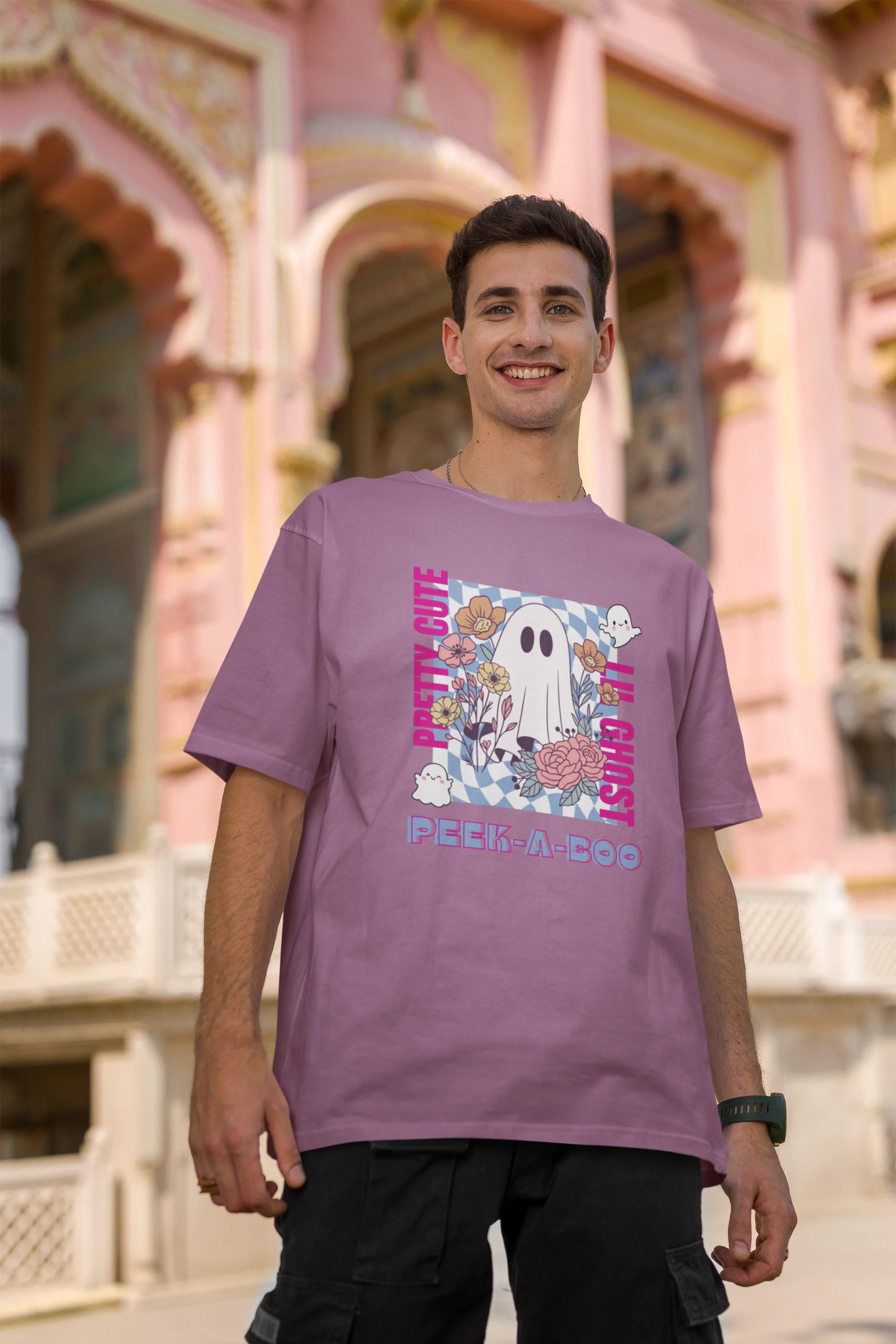 Pretty Cute Little Ghost | Typography | Dropped Sleeve Unisex Tee