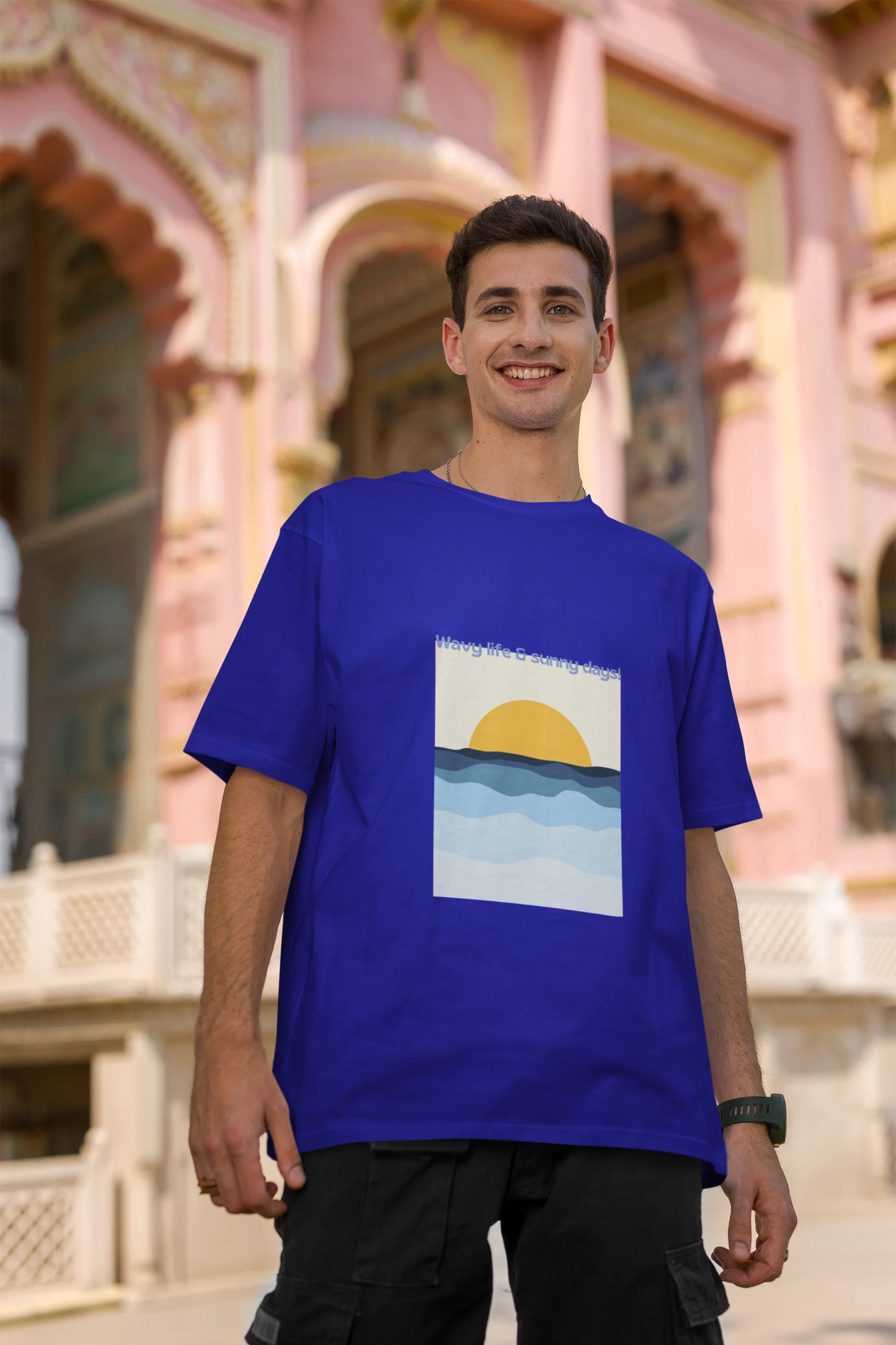 Wavy life and sunny days | Retro Theme | Dropped Sleeve Unisex Tee