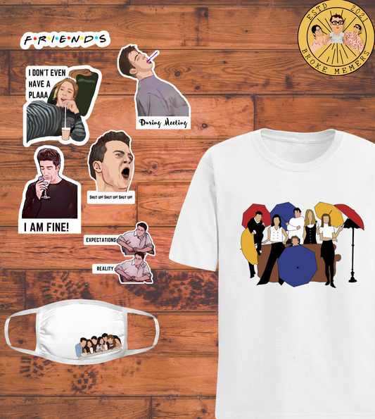 F.R.I.E.N.D.S Combo Set - including Friends T-shirt, Mask & Friends sticker