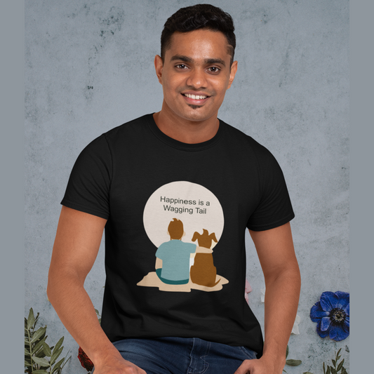 Happiness is a wagging tail (Male) | Premium Men Half Sleeve T-shirt