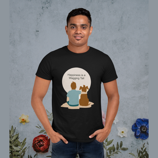 Happiness is a wagging tail (Male) | Premium Men Half Sleeve T-shirt