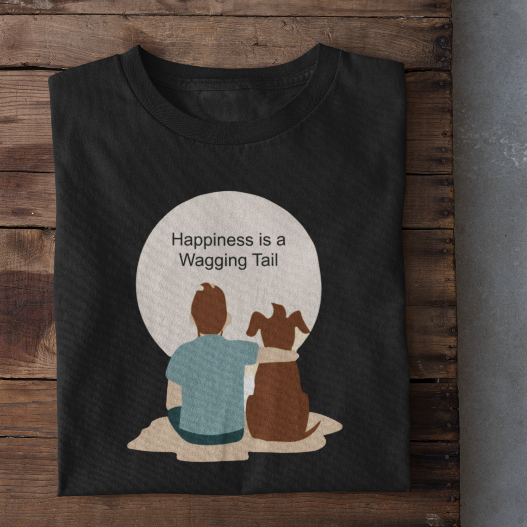 Happiness is a wagging tail (Male) | Premium Men Half Sleeve T-shirt