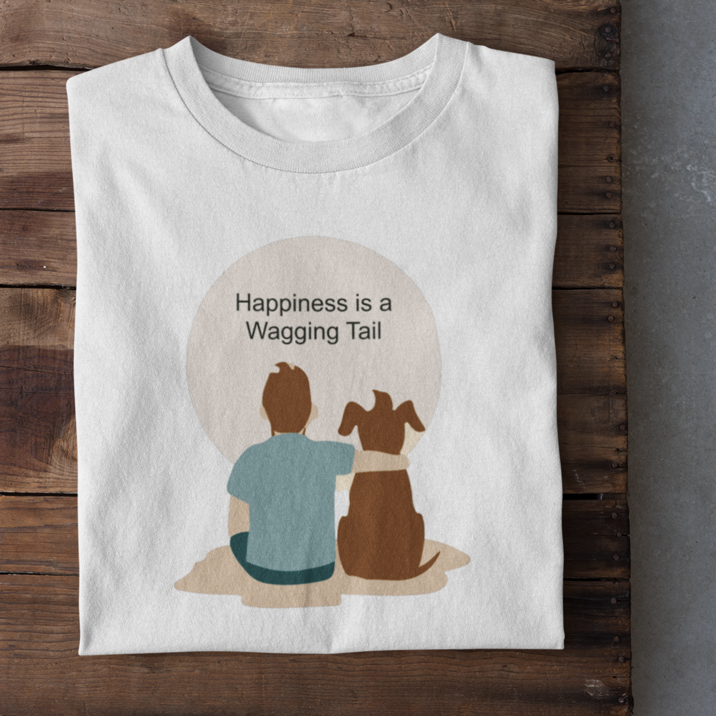 Happiness is a wagging tail (Male) | Premium Men Half Sleeve T-shirt