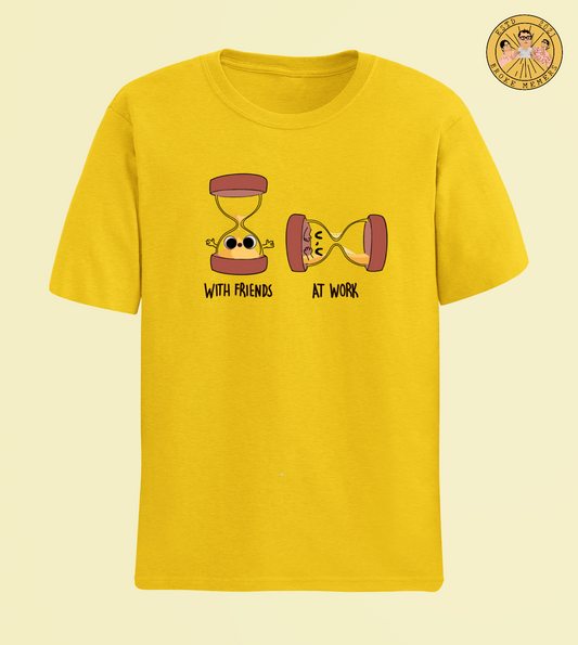 With Friends / At Work | Premium Half Sleeve Unisex T-Shirt