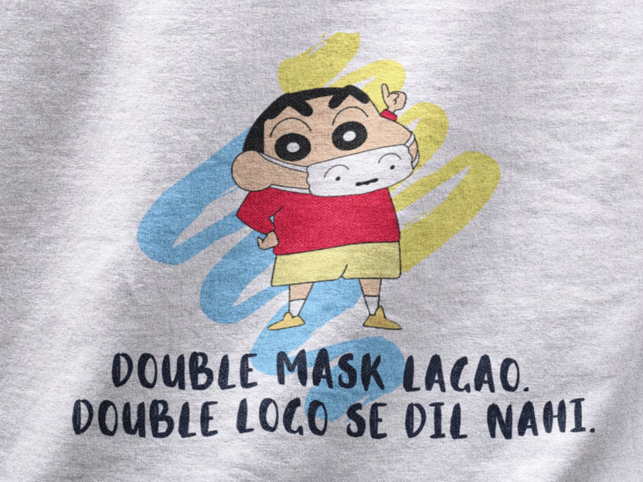 Double Mask Lagao - Shinchan | Pemium Half Sleeve Unisex T-Shirt
