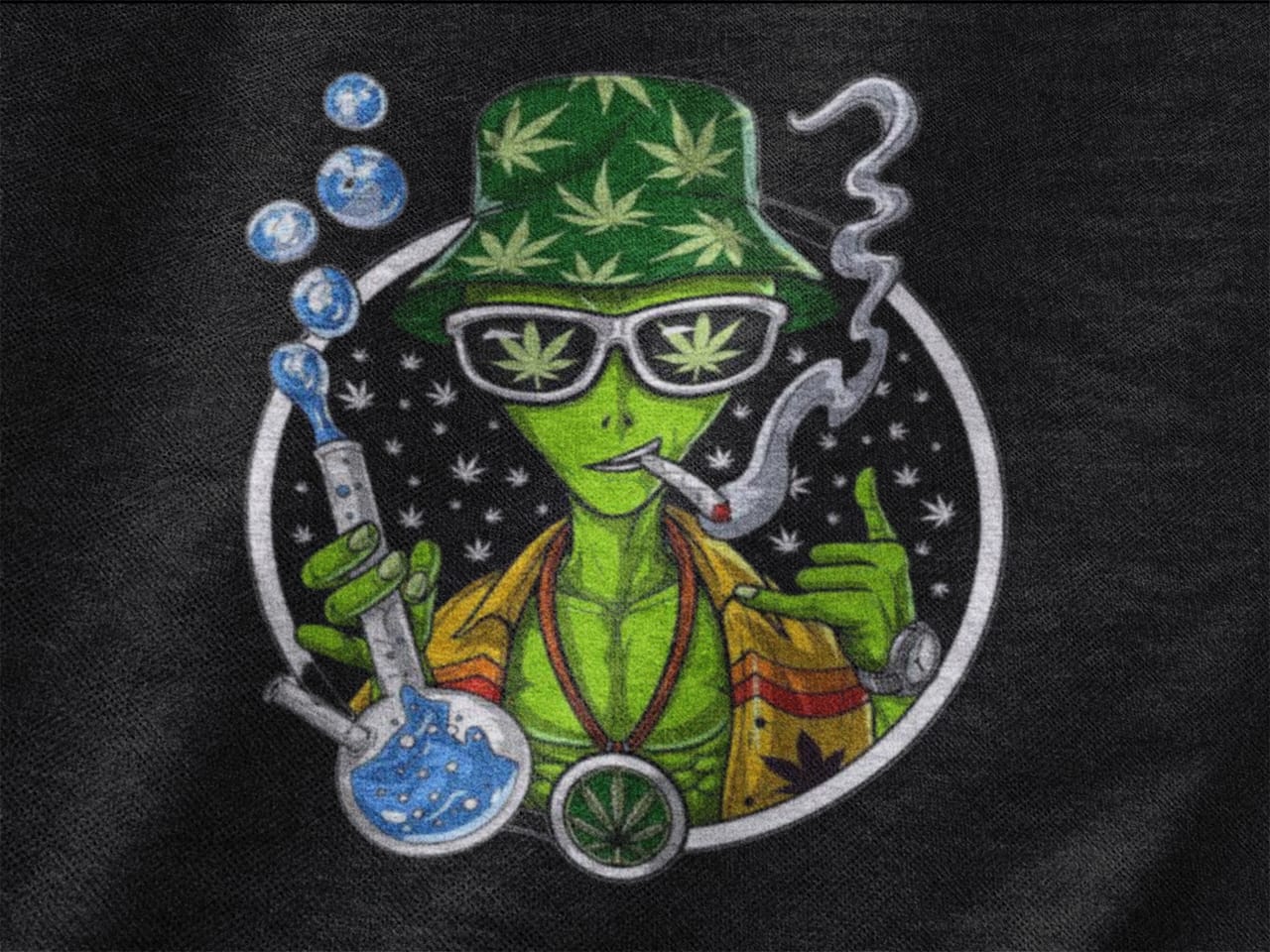 Alien with bong | Premium Unisex Winter Hoodie