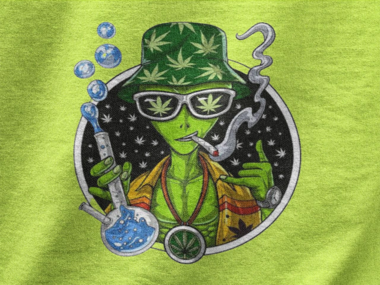 Alien with bong | Premium Unisex Winter Hoodie