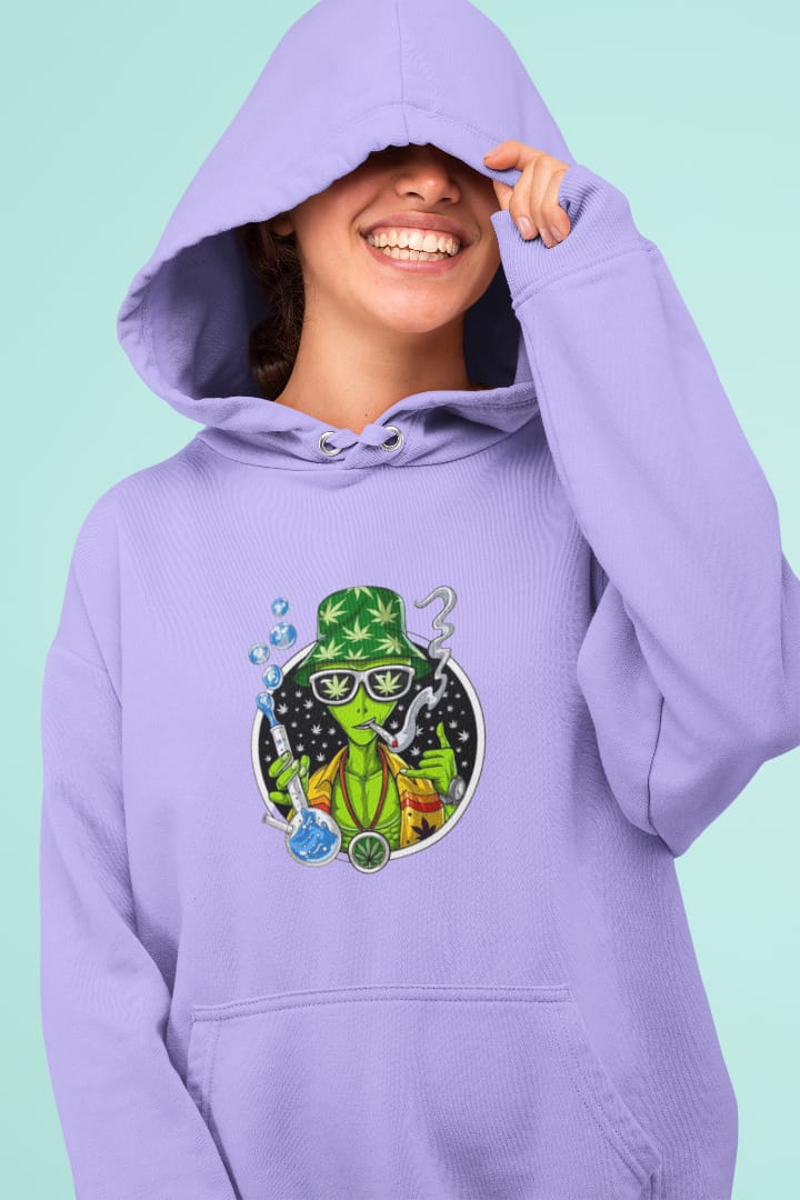 Alien with bong | Premium Unisex Winter Hoodie