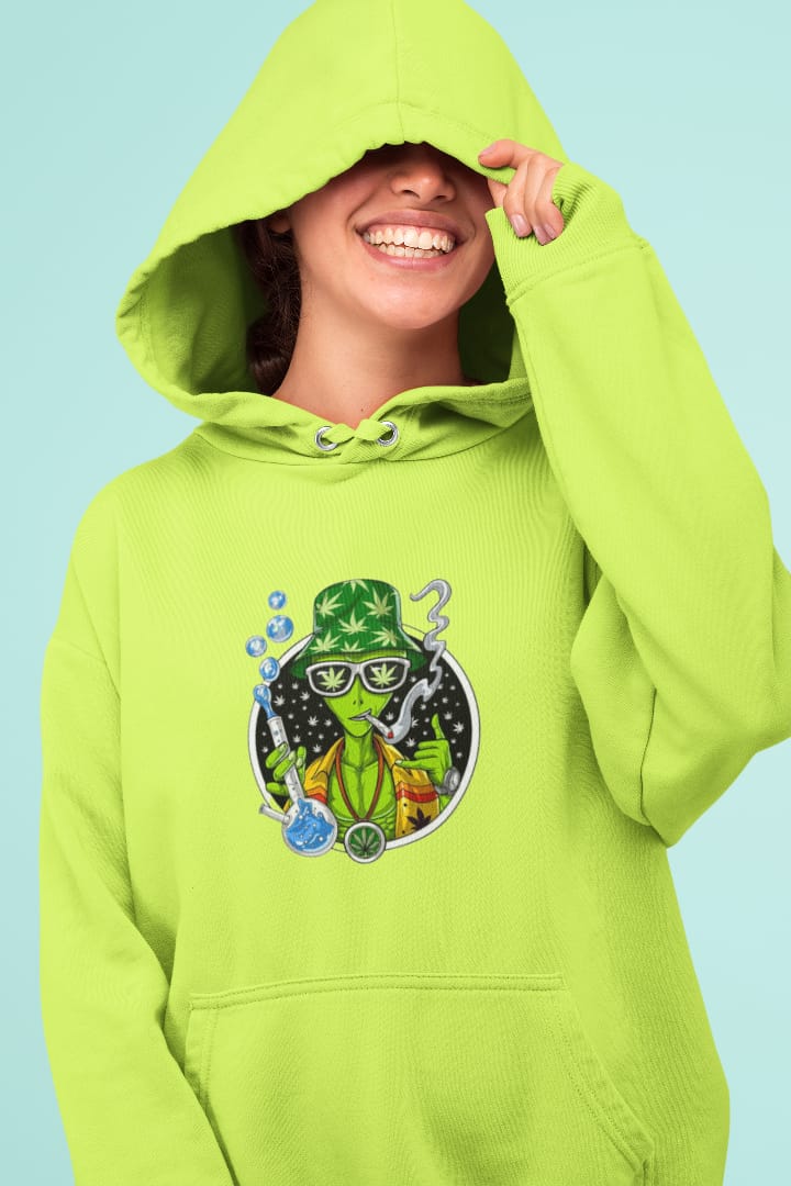 Alien with bong | Premium Unisex Winter Hoodie