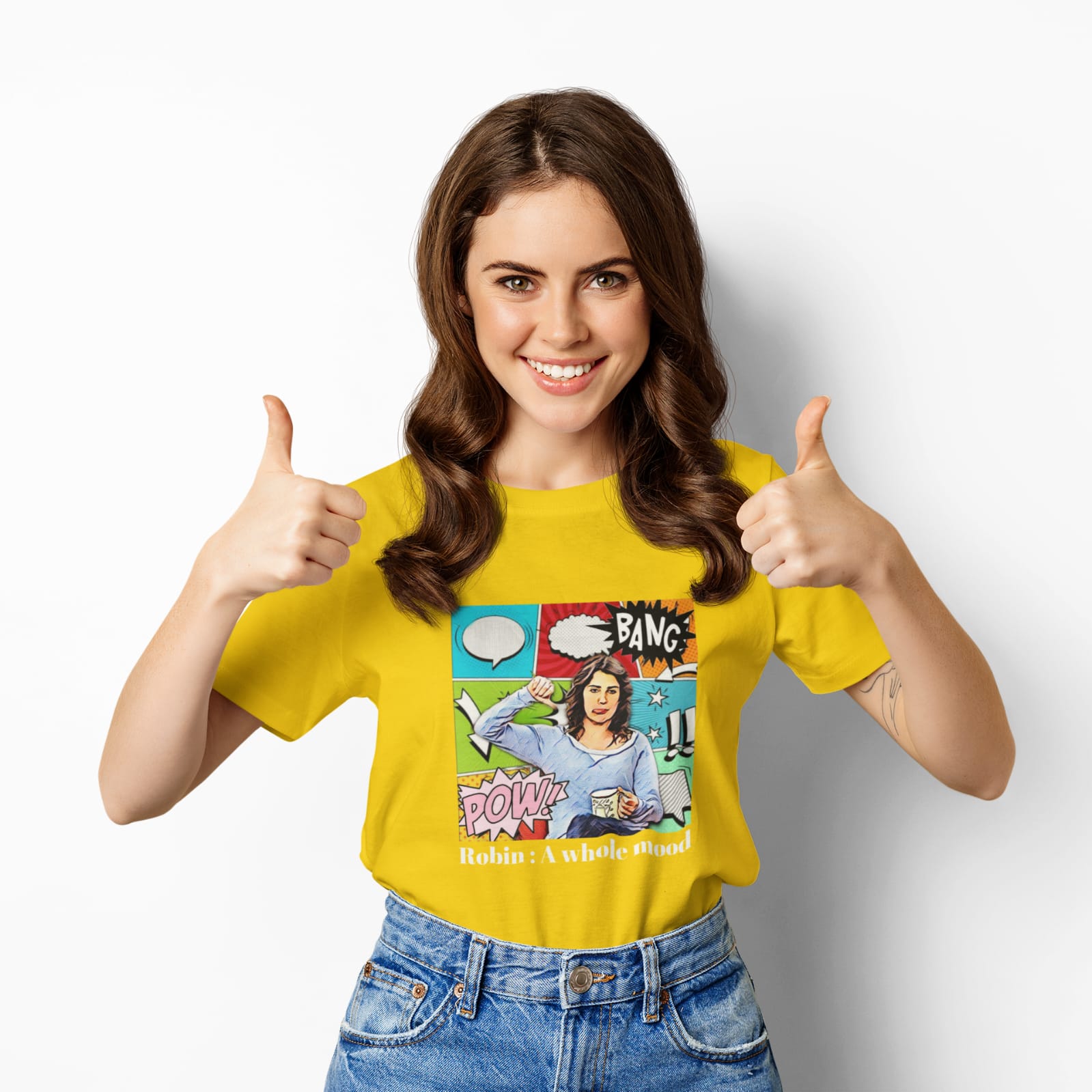 Robin : A whole mood | Half Sleeve Unisex T-Shirt